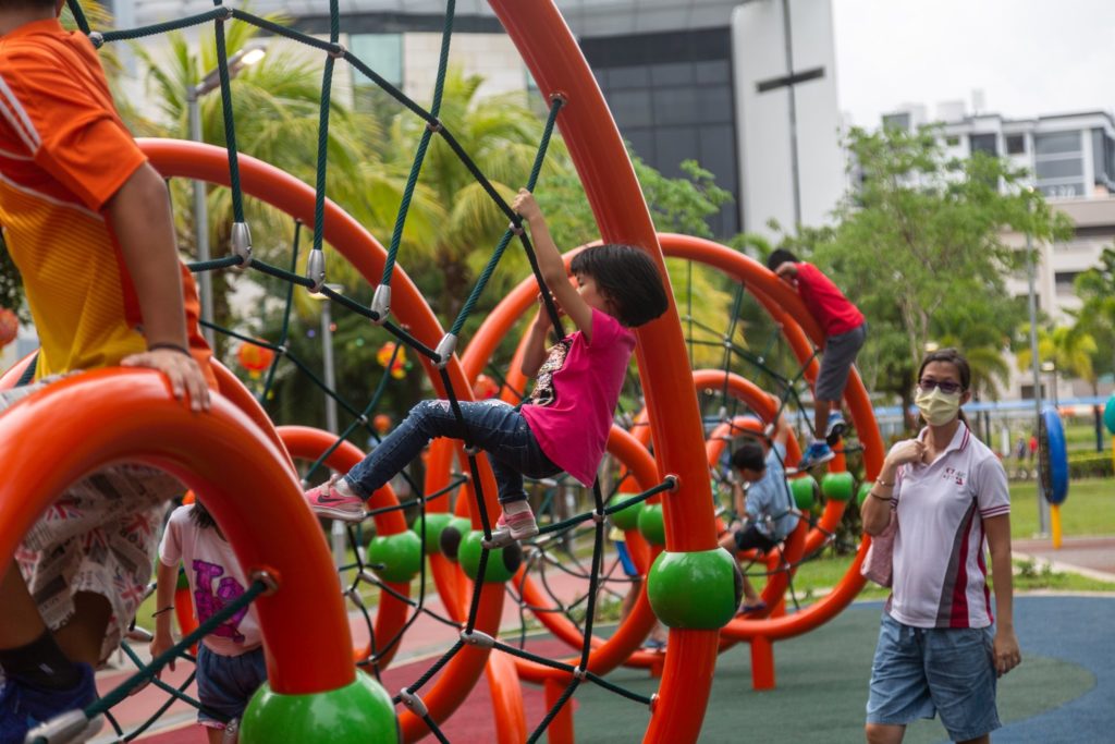 playground with happy children