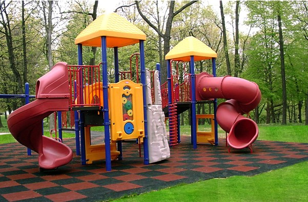 Playground with rubbers flooring